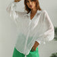 Women’s Lightweight Sheer Collared Button Down Blouse With Minimalistic Design