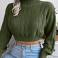 Women's casual fried dough twist long sleeve high neck navel revealing knitted sweater