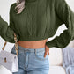 Women's casual fried dough twist long sleeve high neck navel revealing knitted sweater