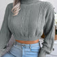 Women's casual fried dough twist long sleeve high neck navel revealing knitted sweater