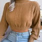 Women's casual fried dough twist long sleeve high neck navel revealing knitted sweater