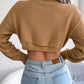 Women's casual fried dough twist long sleeve high neck navel revealing knitted sweater