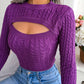 Women's fashion hollow fried dough twist long sleeve sweater