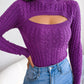 Women's fashion hollow fried dough twist long sleeve sweater