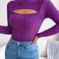 Women's fashion hollow fried dough twist long sleeve sweater