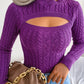 Women's fashion hollow fried dough twist long sleeve sweater