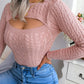 Women's fashion hollow fried dough twist long sleeve sweater