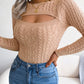 Women's Crew Neck Cutout Twist Long Sleeve Sweater