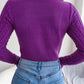 Women's Crew Neck Cutout Twist Long Sleeve Sweater