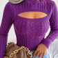 Women's Crew Neck Cutout Twist Long Sleeve Sweater