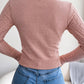 Women's Crew Neck Cutout Twist Long Sleeve Sweater