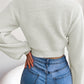 Women's Bow V-Neck Lantern Sleeve Crop Sweater