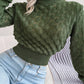 Women's Diamond Cutout Long Sleeve Crop Knit Sweater