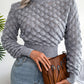 Women's Diamond Cutout Long Sleeve Crop Knit Sweater