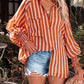 Collar shirt thin medium long stripe casual long sleeve shirt