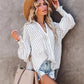 Collar shirt thin medium long stripe casual long sleeve shirt
