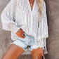 Collar shirt thin medium long stripe casual long sleeve shirt