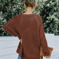 New round neck long sleeve hollow knitwear women's loose sweater winter