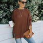 New round neck long sleeve hollow knitwear women's loose sweater winter