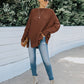 New round neck long sleeve hollow knitwear women's loose sweater winter