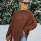New round neck long sleeve hollow knitwear women's loose sweater winter