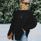 New round neck long sleeve hollow knitwear women's loose sweater winter