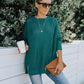 New round neck long sleeve hollow knitwear women's loose sweater winter