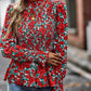 Women’s High Collar Ruffle Long Sleeve Blouse With Pleated Trim