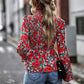 Women’s High Collar Ruffle Long Sleeve Blouse With Pleated Trim
