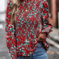 Women’s High Collar Ruffle Long Sleeve Blouse With Pleated Trim