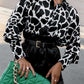 Women’s Abstract Bright Print Off Shoulder Puff Sleeve Button Cuffs Shirt