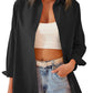 Women’s Solid Color Point Collar Button-front Closures Shirt
