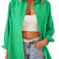 Women’s Solid Color Point Collar Button-front Closures Shirt