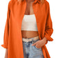 Women’s Solid Color Point Collar Button-front Closures Shirt