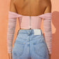 Women’s Solid Color Ruched Off The Shoulder Mesh Top