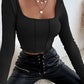 Women’s Solid Color Retro Chic Crop Top