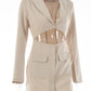 Women's Sexy Fake Two Piece Lapel Long Sleeve Blazer Dress
