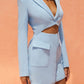 Women's Sexy Fake Two Piece Lapel Long Sleeve Blazer Dress