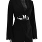 Women's Sexy Fake Two Piece Lapel Long Sleeve Blazer Dress