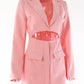 Women's Sexy Fake Two Piece Lapel Long Sleeve Blazer Dress