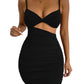 Women's Solid color sexy open waist camisole dress