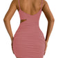 Women's Solid color sexy open waist camisole dress