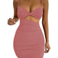 Women's Solid color sexy open waist camisole dress