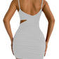 Women's Solid color sexy open waist camisole dress