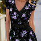 Women's Floral Print V-neck Flutter Sleeve High-low Chiffon Dress