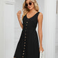 Women's Solid Color Button Front Detail A-line Mini Dress