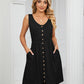 Women's Solid Color Button Front Detail A-line Mini Dress