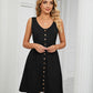 Women's Solid Color Button Front Detail A-line Mini Dress