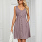 Women's Solid Color Button Front Detail A-line Mini Dress