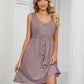 Women's Solid Color Button Front Detail A-line Mini Dress